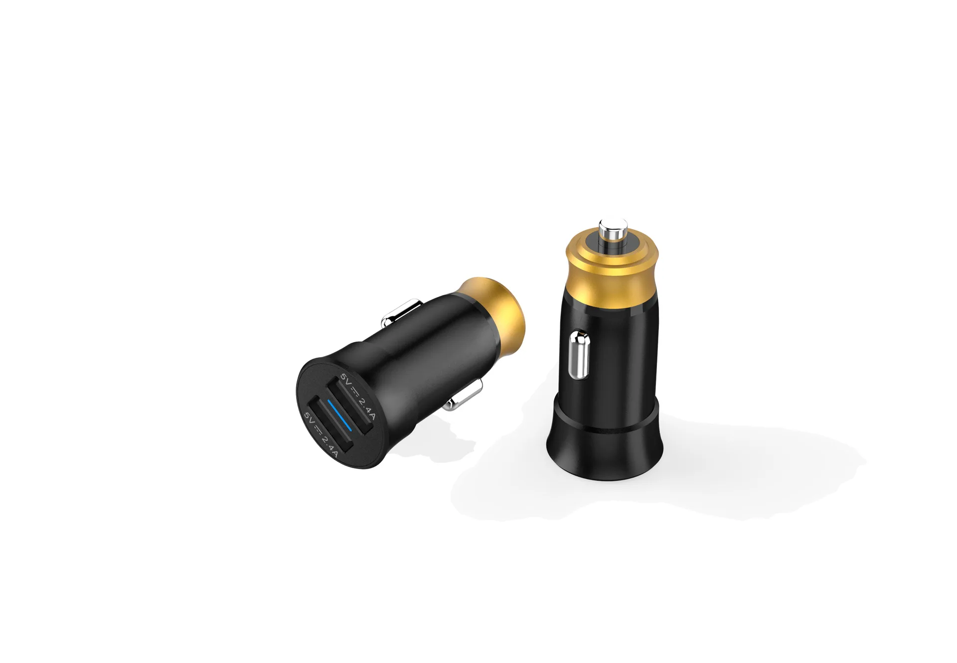 Металлическое зарядное устройство для автомобиля высокой проходимости QC3.0 быстрая зарядка, Мини Пуля USB Автомобильное зарядное устройство мобильное зарядное устройство для телефона для путешествий двойной порт 4.8A