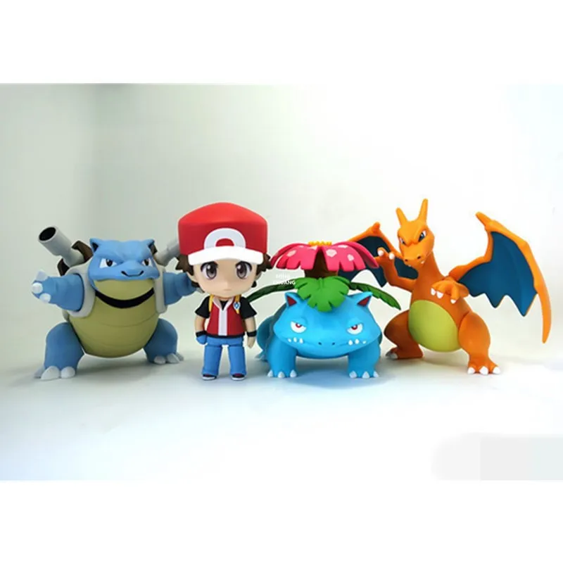 

4 Pcs/set Nendoroid Ash Ketchum Squirtle Charizard Bulbasaur Q Version PVC Action Figure Collectible Model Toy BOX 10CM V717
