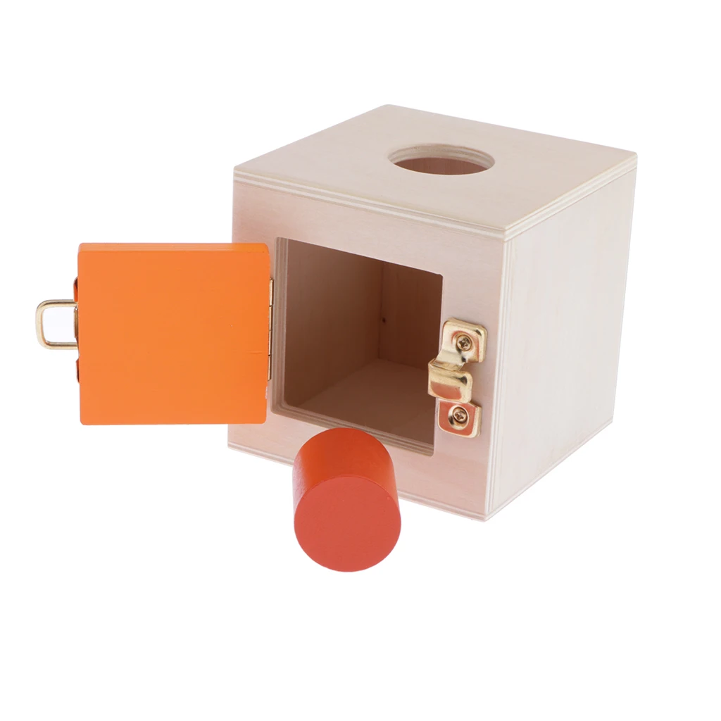 Wooden Montessori Educational Toy, Colorful Lock Box (6 Kinds Locks Optional), Geometry Blocks Puzzles Game, Kids Preschool Toy