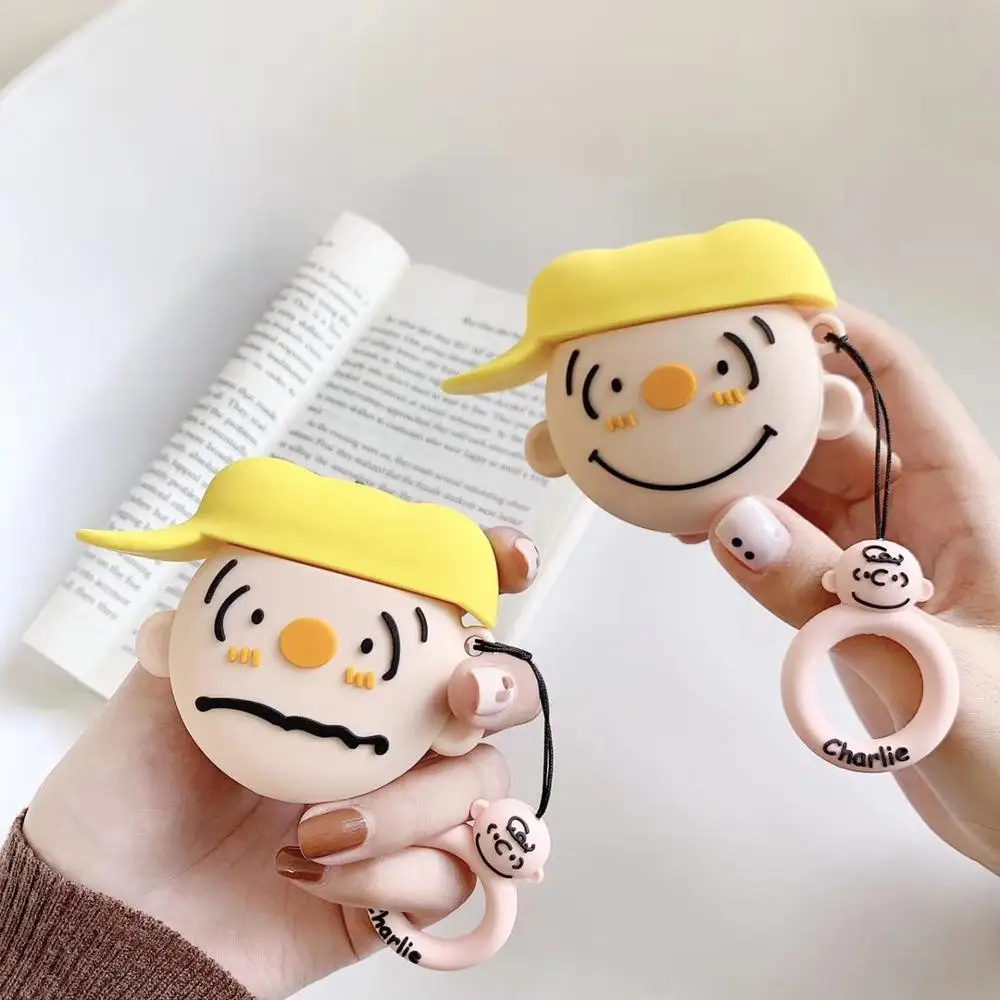 

Japan cartoon hat Charlie expression pack Bluetooth Headset Silicone Case For Airpods Earphne Protective Case Shockproof case