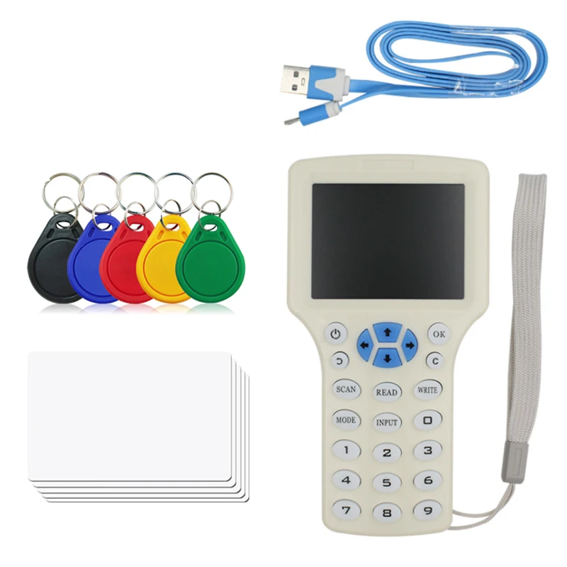 10 Частот RFID считыватель писатель копиры Дубликатор IC/ID с USB кабелем для 125 кГц 13 56