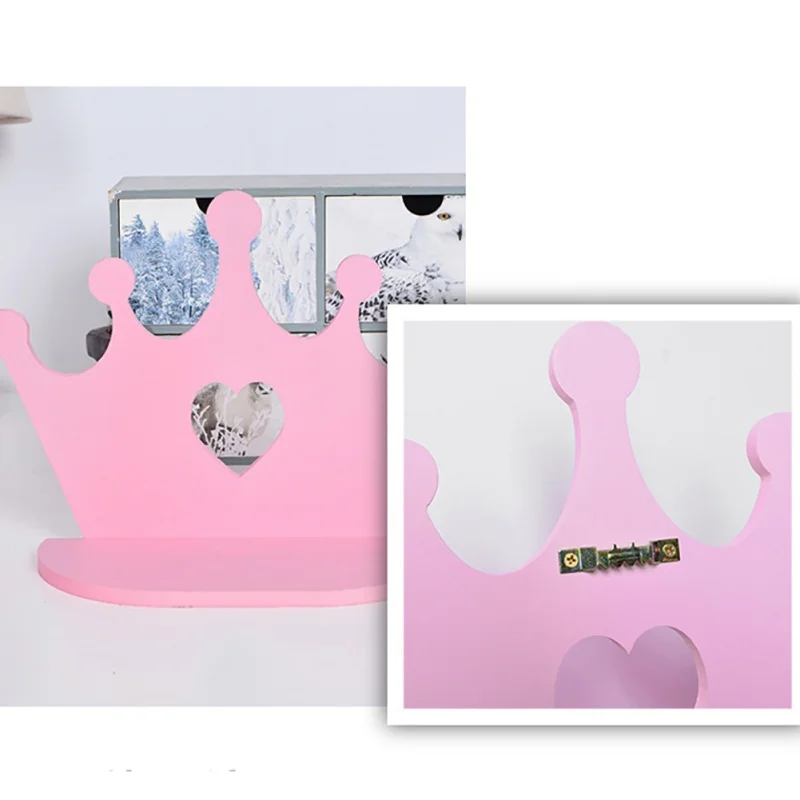 Wooden Crown Shape Storage Rack Wooden Wall Mounted Storage Rack Decoration Shelf Home Decoration