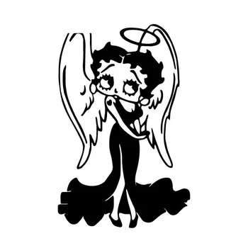 

Beauty Angel Doll Creative Car Sticker Fashion Decoration Applique Personality PVC Waterproof Applique Black/White, 17cm*11cm