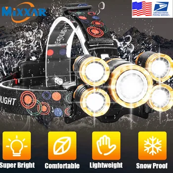

ZK25 Dropshipping Headlamp Rechargeable Ultra Bright 5 LED Headlight Flashlight for Outdoors Camping Hunting Hiking Hard Hat