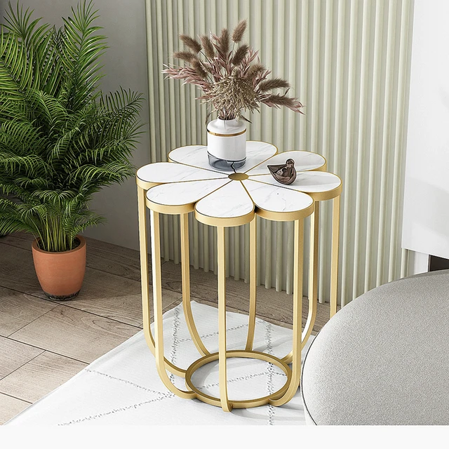 Luxury Petal Shape Marble Round Side Table 1