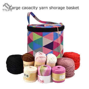 

TTLIFE DIY Handmade Crochet Wool Sweater Needle Crochet Storage Bag (color Tube Small) Colorful Travel Handheld Wool Basket 2019