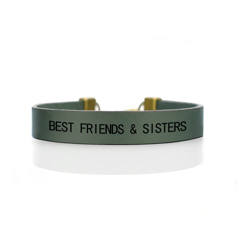 Best Friends & Sisters Vintage Leather Engraved Bracelets BFF Birthday Gift Idea For her Friendship Gift For Soul Sister