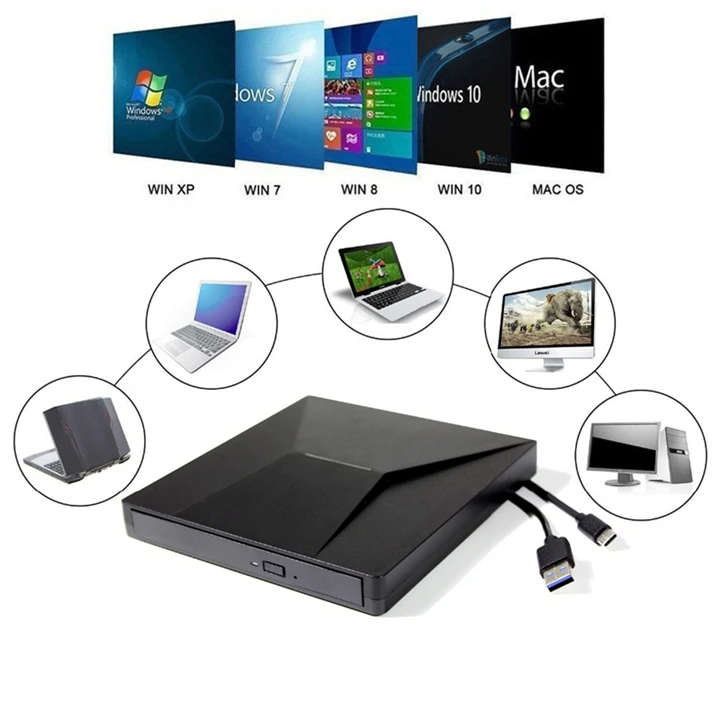 Тип C внешний CD DVD привод горелки USB3.0 Optiacl CD DVD rom плеер рекордер для ноутбука ПК настольные компьютеры с Windows