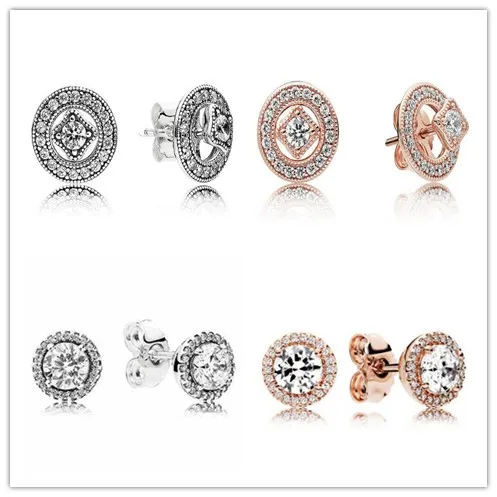 Pendientes de plata de ley 925 auténtica para mujer, joyería de moda Vintage con tachuelas de cristal, regalo de boda