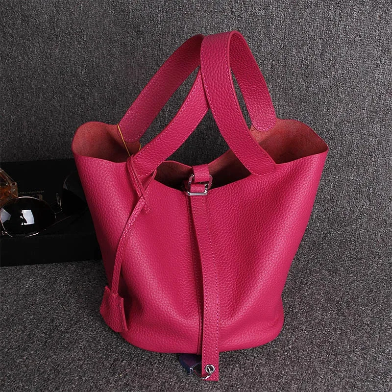 

2019 New Style Full-grain Leather Embossed Leather Vegetable Basket Genuine Leather Trendy Bag Europe And America Big Brand WOME