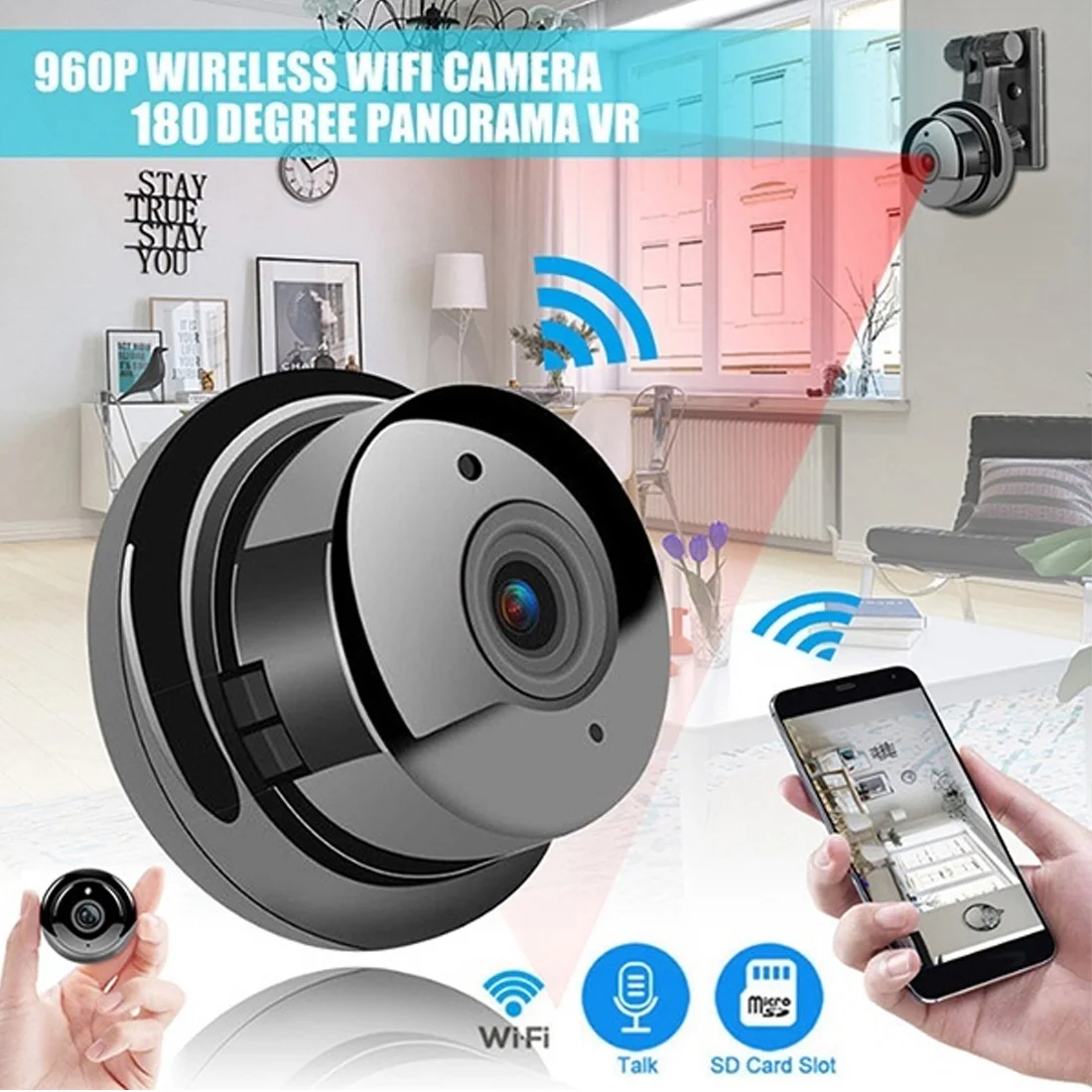 

360Eyes 720p HD Wireless WIFI IP Camera home camera security system with TFcard Infrared Night Vision Slot Audio APP