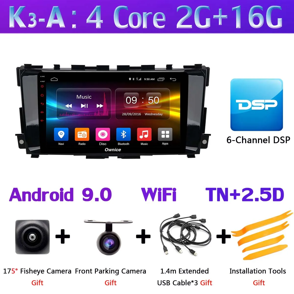 " 360 ° панорамный автомобильный dvd-плеер на основе Android для Nissan Teana 2013 gps ADAS Радио стерео DSP CarPlay 4G LTE - Цвет: K3-A