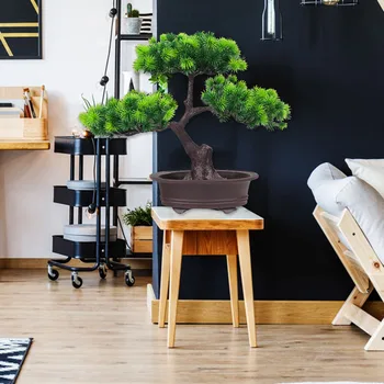 

Simulation Bonsai Welcoming Pine Potted Green Pine for Home Decorations Desktop Ornaments JS22