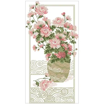 

Chrysanthemum in the bottle Counted Cross Stitch 11CT 14CT 18CT DIY Chinese Cross Stitch Kits Embroidery Needlework Sets