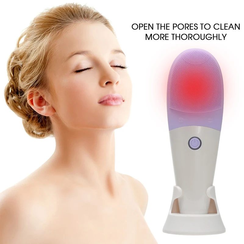 

Electric Silicone Facial Cleansing Brush Eye Heating Massager Vibration Skin Care Machine Blackhead Removal Pore Cleaner Brush