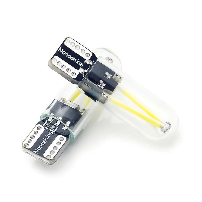T10 194 2825 WY5W W5W лампы накаливания COB Светодиодный стеклянный корпус клиновидные автомобильные парковочные лампы CANBUS без ошибок для чтения автомобиля купольная Лампа DC 12 В