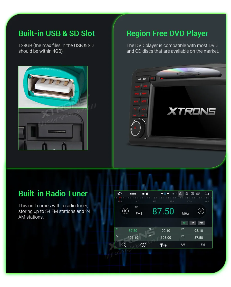 Best XTRONS 7"Android 9.0 Octa Core 4GB RAM 64GB ROM Car DVD Player Multimedia GPS System TPMS SWC for Mercedes Benz W164 2005-2012 19