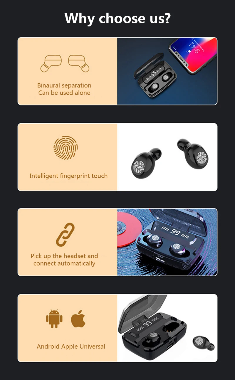 TWS Bluetooth 5,0 наушники беспроводные наушники 6D стерео IPX7 водонепроницаемые наушники с 3500 мАч Charing чехол светодиодный дисплей Bluetoo