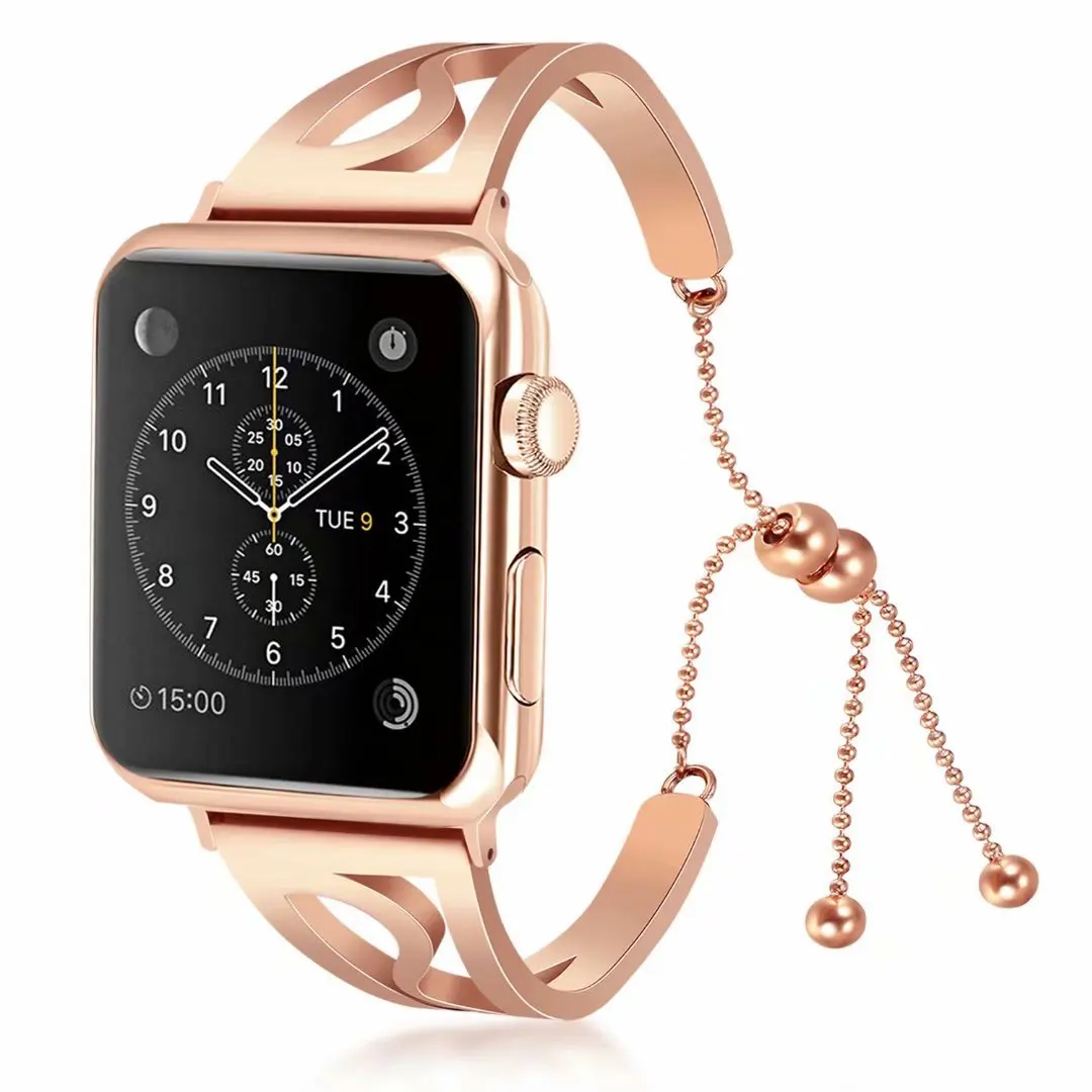 Браслет из нержавеющей стали для Apple Watch s-браслет ремешок для Apple Watch 4 Круглый Кулон из бисера для IWatch серии 4 3 2 1