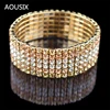 High Quality Fashion 6 Row wide Stretch Crystal Bracelets & Bangles 5 Colors Bracelets For Women Jewelry Girl child Bracelets 1