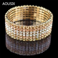 High Quality Fashion 6 Row wide Stretch Crystal Bracelets & Bangles 5 Colors Bracelets For Women Jewelry Girl child Bracelets 1