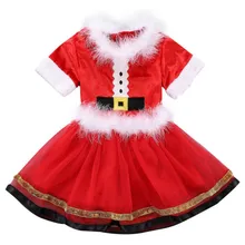 Осеннее платье для маленьких девочек, милый Рождественский Санта-Клаус, топы с короткими рукавами, верхняя одежда, короткая юбка комплект