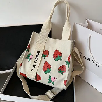 

NEW Original Design Fashion Bucket Bag Handbag & Elegant Strawberry Canvas Shoulder Bag Shopping Bag Width 22cm Height 19cm