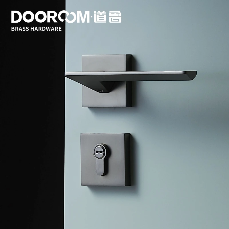 Dooroom латунь дверная ручка набор немой Современный свет роскошный серый белый двойная деревянная дверь спальня замок для ванной комнаты