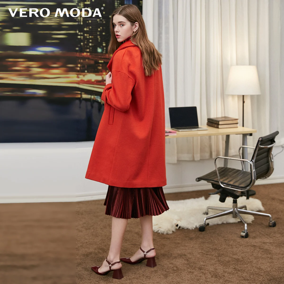 Vero Moda зимнее женское свободное однобортное шерстяное пальто Верхняя одежда куртка | 318327529