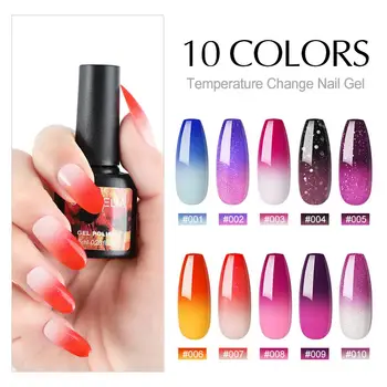 

COSCELIA 8ML Temperature Color Change Nail Gel Varnish Soak Off Changing Color Nail Polish Thermal Gel Primer Top Coat Nail Art