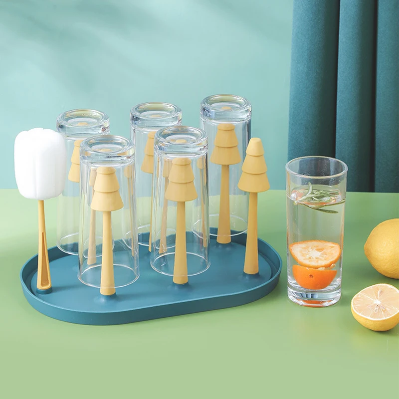 Baby Feeding Bottle Holder Drying Racks for Toddler Infant Pacifier Milk Bottle Drying Shelf with Babies Feeding Brushes