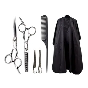 

6pcs Professional Hair Cutting Scissors Shears Comb Clips Cape Hairdressing Kit
