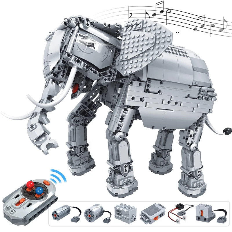 

1542pcs Creative RC Remote Control Elephant Animal Electric Building Block Winner 7107 Toys For Children Gift Compatible Technic