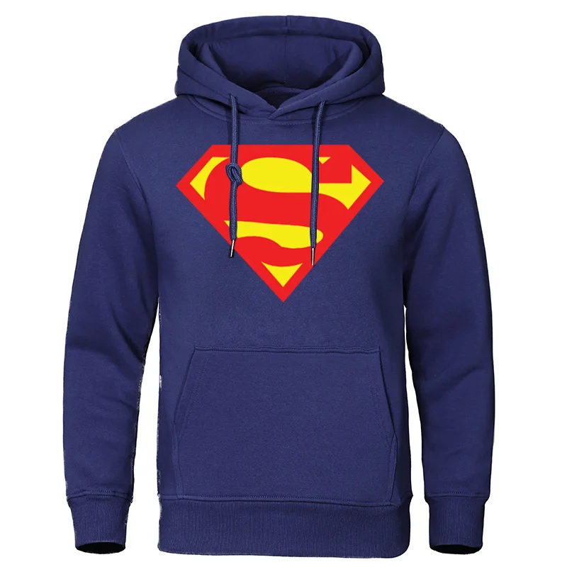 Осень зима мужские толстовки с суперменом качественные уличные мужские пуловеры горячая Распродажа хлопковые топы повседневная мужская одежда - Цвет: dark blue 6