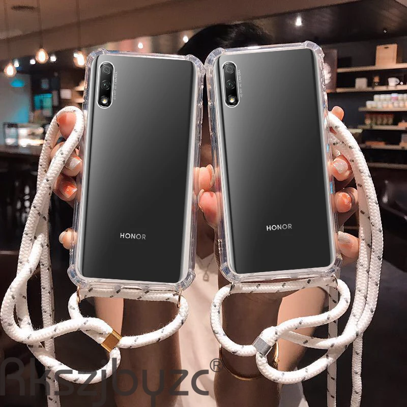 Чехол из ТПУ с ремешком через плечо для Huawei P Smart Y6 Y7 Y9 2019 P30 P20 Mate 20 Lite Honor 8X 7C pro и