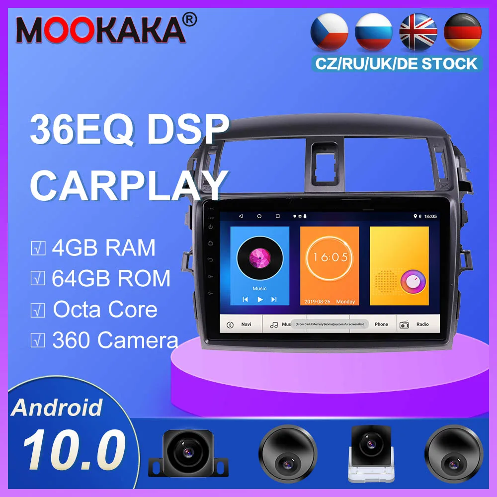 Автомагнитола с GPS навигацией для Toyota Corolla 2006 2007 2008 2013 Android 10 0|Мультимедиаплеер