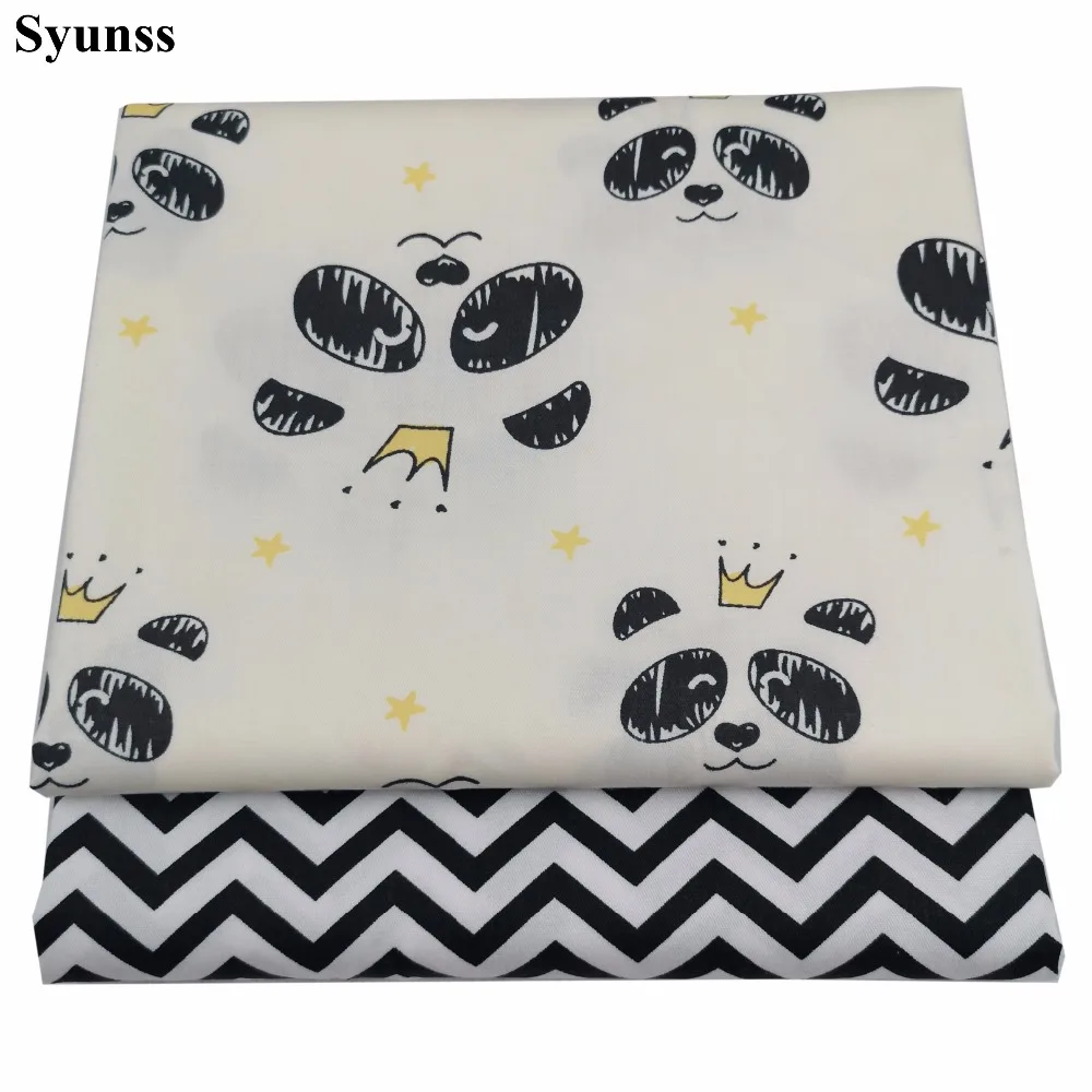Syunss, новинка, панда, лицо, волны, напечатаны, хлопок, ткань для поделок, лоскутное шитье, детские кроватки, тканевые подушки, одеяло, шитье, Tissus
