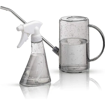 

Plastic Watering Can, Stainless Steel Long Spout Watering Pot with Small Mist Spray Bottle for Watering Plants, Flowers
