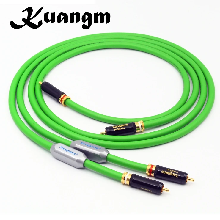 Позолоченный аудиокабель Kuangm Hifi RCA к Hih end OFC посеребренный Двойной штекер для AMP CD
