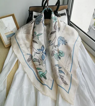 

100% Pure Silk Satin Square Big Scarf Shawl Wrap Kerchief 34.5"x34.5" WJ044