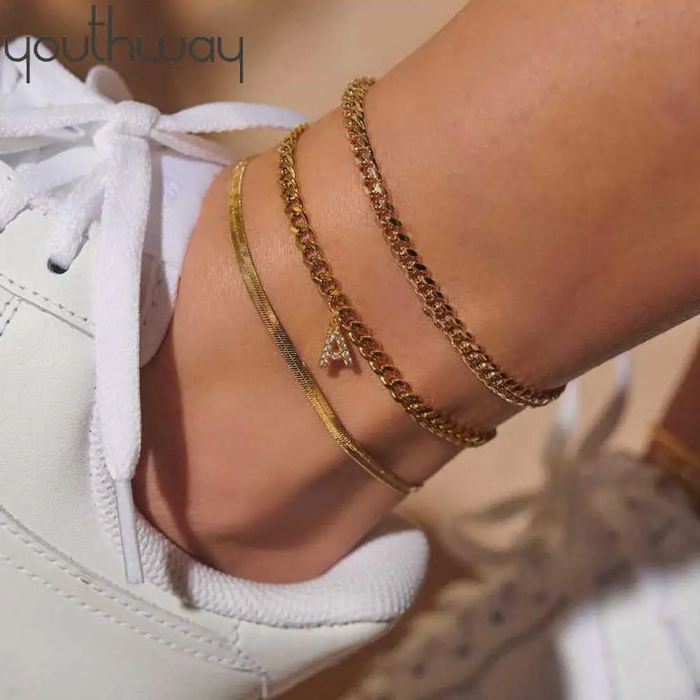Personalized 26 Initail Anklet Zircon Paved Gold color Brass Charm Letter Anklets Word Name Pendants Diy Jewelry birthday Gift Personalized 26 Initail Anklet Zircon Paved Gold color Brass Charm Letter Anklets Word Name Pendants Diy Jewelry birthday Gift