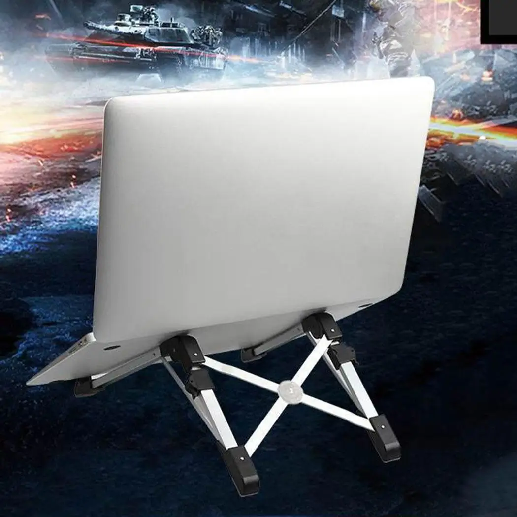 

Notebook Stand Desktop Multi-function Folding Computer 140g Lifting Black silver Base Rack for Home