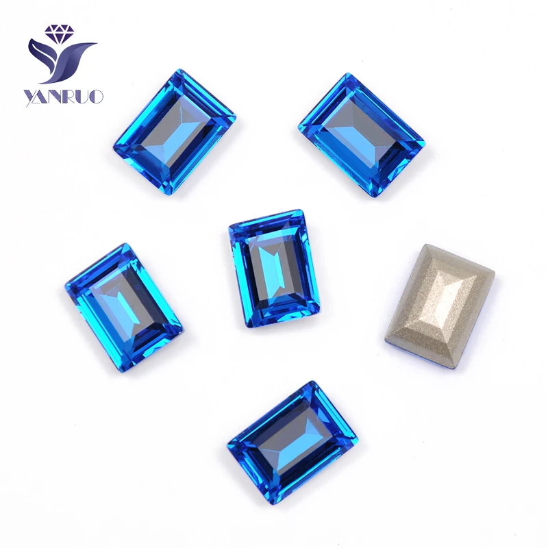 Sapphire YANRUO, 4527, Ступенчатая огранка, стразы с точечной задней частью, Хрустальная аппликация, швейные камни, ремесленные драгоценные камни, стеклянные стразы, аксессуары для одежды - Цвет: Sapphire