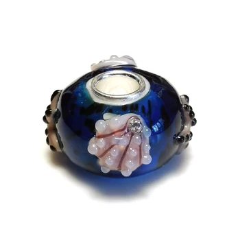 

Emith Fla 925 Sterling Silver Large Hole Charm Beads Round Blue Ocean Murano Glass Beads Fit For Brand Bracelet Jewelry Makings