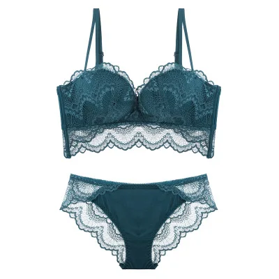 Wire Free Lace Bras Women Sexy Unlined Seamless Push Up Brassiere Soft Breathable Small Breast Gather Lingerie