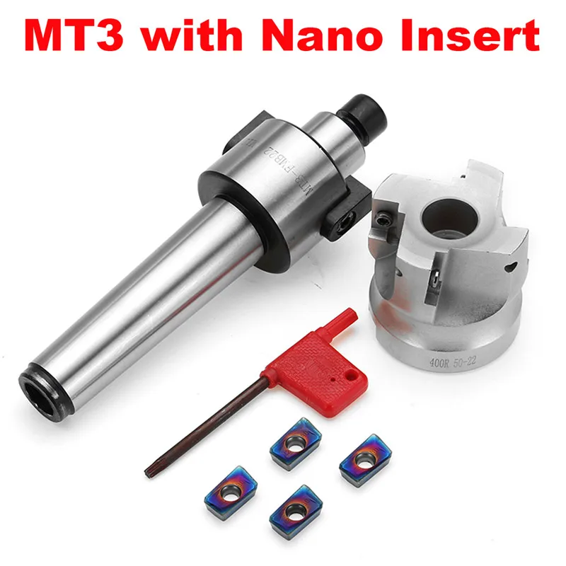 

MT3 FMB22 400R-50-22 Face End Mill + 4pcs Blue-nano APMT1604 Inserts + 1 Pcs T15 Wrench