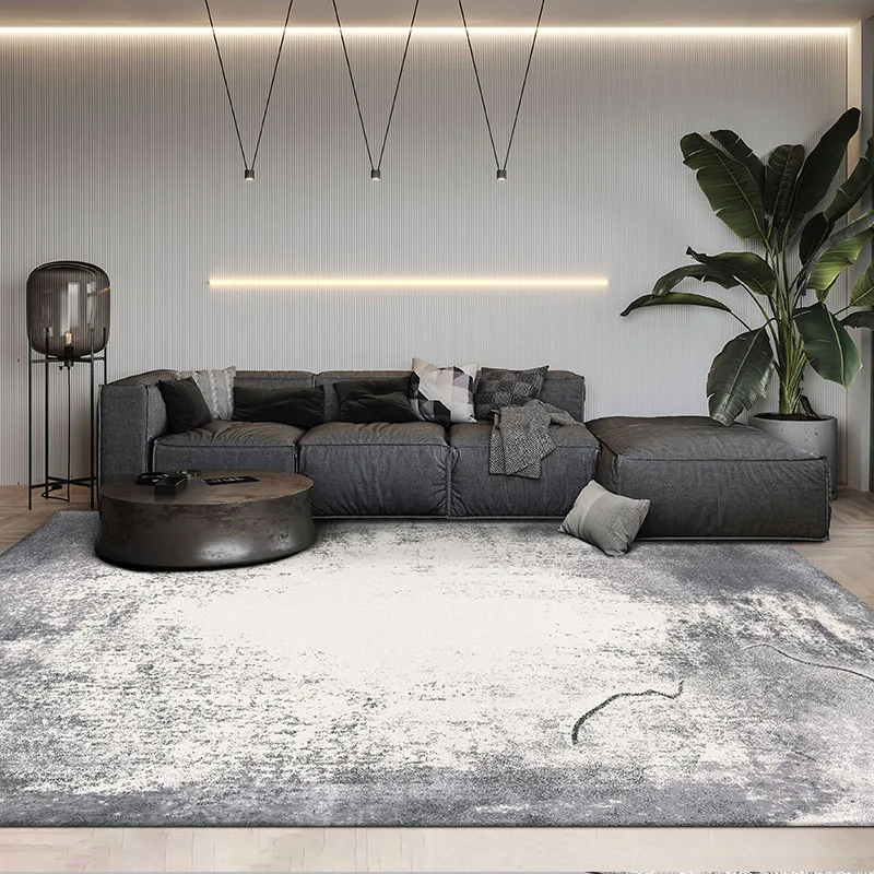 Post Современный стиль абстрактный серый художественный коврик для гостиной, большой размер, скандинавский стиль, украшение дома, машинный тканый прикроватный ковер