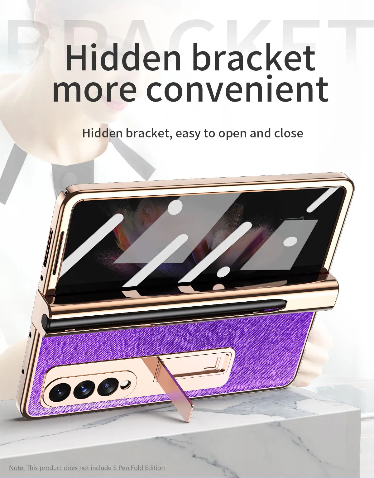 Hinge Protector Pen Holder Case with Kickstand for Samsung Galaxy Z Fold 3 5G