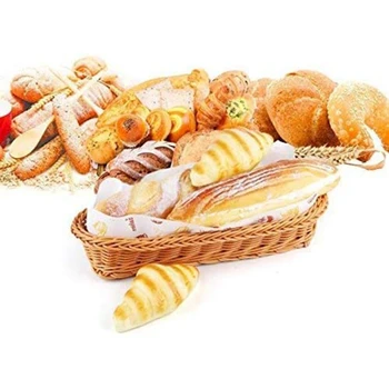 

Wicker Woven Basket Bread Tray Serving For Food Fruit Cosmetic Storage Tabletop Bathroom Storage Kitchen Organizer