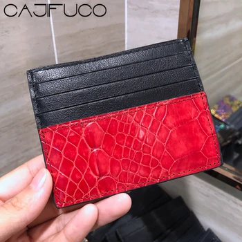 

CAJIFUCO Ultrathin Real Crocodiles Leather Porte Carte Credit Card Holder Genuine Leather